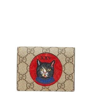 Gucci GG Supreme Mystic Cat Bifold Wallet Beige Red